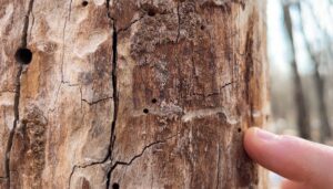 Ianni examines a dead tree